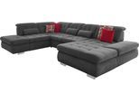 Wohnlandschaft DIE PLANBAR "MP-IN17004 U-Form, Breite 382 cm", grau (anthrazit), B:382cm H:84cm T:124cm, 100% Polyester, Sofas, Wohnlandschaft, Federkern-Polsterung, wahlweise mit Funktionen