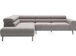 Ecksofa "Tossa, Modernes Design trifft smarte Funktione, Breite 273 cm", grau (light, grau), B:276cm H:71cm T:219cm, 100% Polyester, SCHÖNER WOHNEN-KOLLEKTION, Sofas, Ecksofa, Motorischer Sitzvorzug, Kopfteil-Funktion & Saugroboter-Höhe