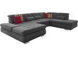 Wohnlandschaft DIE PLANBAR "MP-IN17004 U-Form, Breite 382 cm, weitere Funktionen wählbar", grau (anthrazit), B:382cm H:84cm T:124cm, 100% Polyester, Sofas, Wohnlandschaft, Kaltschaum-Polsterung, inkl. Sitztiefenverstellung
