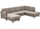 Wohnlandschaft DIE PLANBAR "ZE-EM18013 U-Form, Breite 305 cm", beige (milan beige), B:305cm H:90cm T:200cm, 100% Polyester, Sofas, Wohnlandschaft, wahlweise mit Kopfstützen und Liegearmlehne