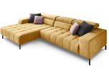 Ecksofa DIE PLANBAR "MP-IN18022 L-Form", gelb (curry), B:321cm H:74cm T:190cm, 100% Polyester, Sofas, Ecksofa, mit Kopfteilverstellung & Zierkissen, optional Sitztiefenverstellung