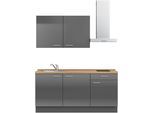Küche NOBILIA "Flash I", NEU: individuell anpassbar mit gratis Profi-Beratung", grau (küche: grau, korpus: schiefergrau, arbeitsplatte: eiche sierra nachbildung), B:180,3cm H:216,6cm T:60cm, Komplettküchen-Sets, vormontiert, Breite 180 cm, Ausrichtung wählbar, wahlw. mit E-Geräten