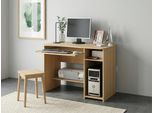 Schreibtisch VOGL MÖBELFABRIK "Sam", braun (buchefarben), B:91cm H:72cm T:50cm, Tische, Schreibtisch, mit Tastaturauszug & Towerfach, geschwungene Tischplatte, Breite 91 cm