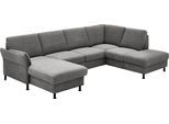 Wohnlandschaft DIE PLANBAR "ZE-EM18013 U-Form, Breite 305 cm", milan grau, B:305cm H:90cm T:200cm, 100% Polyester, Sofas, Wohnlandschaft, wahlweise mit Kopfstützen und Liegearmlehne
