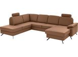 Wohnlandschaft DIE PLANBAR "PN-EM15047 U-Form, mit Kopfstützen", parkett, B:309cm H:104cm T:235cm, Sofas, Wohnlandschaft, Echtleder, wahlweise mit Bettfunktion u. Stauraum