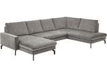 Wohnlandschaft DIE PLANBAR "ZE-EM20028 U-Form, Breite 332 cm", amira silber, B:332cm T:220cm, 100% Polyester, Sofas, Wohnlandschaft, wahlweise mit Kopfstützen und Sitztiefenverstellung
