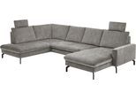 Wohnlandschaft DIE PLANBAR "ZE-EM20028 U-Form, Breite 332 cm", grau (amira silber), B:332cm H:89cm T:220cm, 100% Polyester, Sofas, Wohnlandschaft, wahlweise mit Kopfstützen und Sitztiefenverstellung