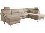 Wohnlandschaft DIE PLANBAR "ZE-EM16033 U-Form, Breite 316 cm", deluxe mandel, B:316cm T:203cm, 100% Polyester, Sofas, Wohnlandschaft, wahlweise mit Kopfstützen und echt bezogenem Rücken