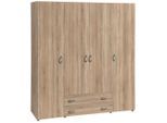 P & B , Eichefarben , Holzwerkstoff , 4 Fächer , 2 Schublade(n) Schubladen , 161x176x53 cm , Blauer Engel, BQ - Bündnis für Qualität, Made in Germany , Schlafzimmer, Kleiderschränke, Drehtürenschränke