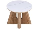 Livetastic , Weiß, Eichefarben , Holz, Stein, Holzwerkstoff , Esche , furniert, Sperrholz , Marmoroptik , oval , 90x75x160 cm , Esszimmer, Esszimmertische, Esstische, Holztische, Esstische Holz