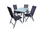 Gardenson , Anthrazit , Metall, Glas, Textil , rechteckig , Stühle klappbar , Gartenmöbel, Gartenmöbel-Sets, Gartengarnituren