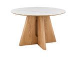 Livetastic , Weiß, Eichefarben , Holz, Stein, Holzwerkstoff , Esche , furniert , Marmoroptik , rund , 75 cm ,