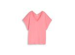TOM TAILOR Damen T-Shirt mit V-Ausschnitt, rosa, Uni, Gr. M