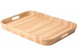 Tablett CONTINENTA, beige (natur), B:33cm H:4,5cm L:46cm, Holzwerkstoff, Tabletts, Handarbeit, aus einem Holzblock gearbeitet