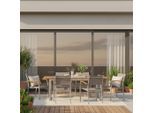 Gardenson , Grau, Silberfarben, Akaziefarben , Holz, Metall, Textil , Akazie , Hartholz , Uni , rechteckig , 150x74x90 cm , FSC , Gartenmöbel, Gartenmöbel-Sets, Gartengarnituren