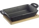 Grillpfanne WESTMARK "Tapas + Friends", schwarz, B:10,5cm H:5cm L:19,5cm, Pfannen, 300 ml, inkl. Bambus-Untersetzer