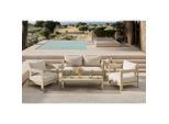 Ambia Garden Loungegarnitur, Akazie, Holz, Kunststoff, Akazie, massiv, Füllung: Polyester,Komfortschaum, einzeln stellbar, Säule, 146x62x70 cm, Loungemöbel, Gartenlounge-Sets