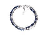 Armband EMPORIO ARMANI "Schmuck Geschenk Edelstahl", blau (edelstahlfarben, blau, blau), Armbänder, Damen, 22,3cm, Edelstahl, Armband, mit Sodalith oder Achat