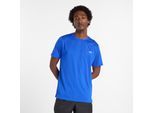 Laufshirt NEW BALANCE "Sport Essentials T-Shirt Mens TOP-36319", Herren, Gr. M, blau (blau gemston), Web, Obermaterial: 100% Polyester, regular fit normal, Rundhals, eng normaler Saum, Shirts Laufshirt, Regular Fit, kurze Ärmel, mit Rundhalsausschnitt
