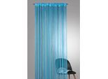 Fadenvorhang WECKBRODT "Rebecca" Gr. 4, blau (blau, uni), B:148cm H:245cm, Polyester, Gardinen, Fadenvorhang, Fadengardine, Insektenschutz, transparent, kürzbar, Store