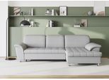 Ecksofa DOMO COLLECTION "FRANZI 278x170x81 cm, Steppung im Sitzbereich, L-Form", silber, B:278cm H:81cm T:170cm, Flachgewebe (100% Polyester);Chenille (100% Polyester), Sofas, Ecksofa, wahlweise mit Bettfunktion, Bettkasten und Kopfteilverstellung