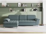 Ecksofa DOMO COLLECTION "FRANZI 278x170x81 cm, Steppung im Sitzbereich, L-Form", blau (eisblau), B:278cm H:81cm T:170cm, Flachgewebe (100% Polyester);Chenille (100% Polyester), Sofas, Ecksofa, wahlweise mit Bettfunktion, Bettkasten und Kopfteilverstellung