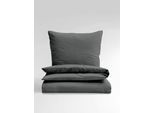 Bettwäsche BIERBAUM "Bettwäsche Biber Uni", grau (anthrazit), B/L: 240cm x 220cm, 1 Stk., 2 Stk., Biber, B/L: 80cm x 80cm & 80cm x 80cm, 3 Stk., Biber, Obermaterial: 100% Baumwolle, Bettwäsche, Bettwäsche, Biber, 100 % Baumwolle, pflegeleicht, kuschelig weich