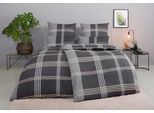 Bettwäsche TOM TAILOR HOME "Ole", grau, B/L: 135cm x 200cm, 1 Stk., 1 Stk., Renforcé, B/L: 80cm x 40cm, 2 Stk., Renforcé, Obermaterial: 100% Baumwolle, Bettwäsche, Bettwäsche, karierte Bettwäsche aus Baumwolle, mit Reißverschluss