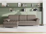 Ecksofa DOMO COLLECTION "FRANZI 278x170x81 cm, Steppung im Sitzbereich, L-Form", beige (beige, braun), B:278cm H:81cm T:170cm, Flachgewebe (100% Polyester);Chenille (100% Polyester), Sofas, Ecksofa, wahlweise mit Bettfunktion, Bettkasten und Kopfteilverstellung