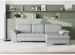 Ecksofa DOMO COLLECTION "FRANZI 278x170x81 cm, Steppung im Sitzbereich, L-Form", silber, B:278cm H:81cm T:170cm, Flachgewebe (100% Polyester);Chenille (100% Polyester), Sofas, Ecksofa, wahlweise mit Bettfunktion, Bettkasten und Kopfteilverstellung