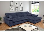 Ecksofa DOMO COLLECTION "FRANZI 278x170x81 cm, Steppung im Sitzbereich, L-Form", blau (marine), B:278cm H:81cm T:170cm, Flachgewebe (100% Polyester);Chenille (100% Polyester), Sofas, Ecksofa, wahlweise mit Bettfunktion, Bettkasten und Kopfteilverstellung
