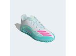 Fußballschuh ADIDAS PERFORMANCE "F50 MESSI CLUB TF J", Mädchen, Gr. 38,5, cloud weiß, lucid pink, flash aqua, Synthetik, Textil, Schuhe Fußballschuh, für Kunstrasen, Hart- und Aschenplätze, für Kinder & Jugendliche