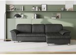 Ecksofa DOMO COLLECTION "FRANZI 278x170x81 cm, Steppung im Sitzbereich, L-Form", grau (dunkelgrau), B:278cm H:81cm T:170cm, Flachgewebe (100% Polyester);Chenille (100% Polyester), Sofas, Ecksofa, wahlweise mit Bettfunktion, Bettkasten und Kopfteilverstellung