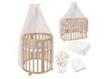 Waldin Babybett OWAL Kinderbett 7in1 mit Matratze, mitwachsendes Kinder-Bett