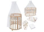 Waldin Babybett OWAL Kinderbett 7in1 mit Matratze, mitwachsendes Kinder-Bett