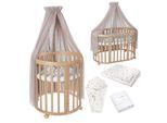 Waldin Babybett OWAL Kinderbett 7in1 mit Matratze, mitwachsendes Kinder-Bett