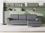 Ecksofa DOMO COLLECTION "FRANZI 278x170x81 cm, Steppung im Sitzbereich, L-Form", grau (weiß, grau), B:278cm H:81cm T:170cm, Flachgewebe (100% Polyester);Chenille (100% Polyester), Sofas, Ecksofa, wahlweise mit Bettfunktion, Bettkasten und Kopfteilverstellung