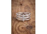 Silberring JOBO "Statement Ring Blume breit" Gr. 56, silber 925, Fingerringe, Damen, 56, Silber 925 (Sterlingsilber), Silberring, 925 Silber rhodiniert mit 24 Zirkonia