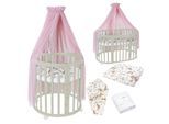 Waldin Babybett OWAL Kinderbett 7in1 mit Matratze, mitwachsendes Kinder-Bett