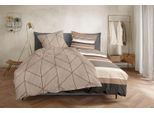 Bettwäsche PRIMERA "Satin-Bettwäsche Golden", braun, B/L: 135cm x 200cm, 1 Stk., 1 Stk., Soft-Seersucker, B/L: 80cm x 80cm, 2, Soft-Seersucker, Obermaterial: 100% Baumwolle, Bettwäsche, Bettwäsche