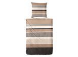 Bettwäsche PRIMERA "Satin-Bettwäsche Line-Art", braun, B/L: 135cm x 200cm, 1 Stk., 1 Stk., Satin, B/L: 80cm x 80cm, 2, Satin, Obermaterial: 100% Baumwolle, Bettwäsche, Bettwäsche