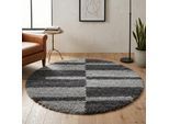 Hochflor-Teppich AYYILDIZ TEPPICHE "Gala Shaggy 2505", grau, H:30mm Ø:200cm, Kunstfaser, Teppiche, Wohnzimmer