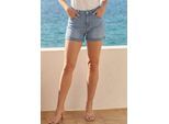 Jeansshorts TAMARIS, Damen, Gr. 42, N-Gr, light blau used, Denim/Jeans, Obermaterial: 74% Baumwolle, 24% Polyester, 2% Elasthan, unifarben, Basic, sehr figurbetont kurz, Jeans Jeansshorts, gerade Beinform, kurzer, lässiger Schnitt