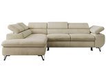 ECKSOFA PABLO L Beige Velvet - Links Seite mit T25 Topper
