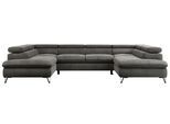 WOHNLANDSCHAFT PEDRO U Velvet Dunkelgrau