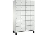 C+P Schliessfachschrank Cambio, 4 Abteile, 24 Fächer, auf Füssen, B 1200 x T 525 x H 1980 mm, lichtgrau