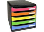 Exacompta Big Box Plus Iderama Harlekin, 5 offene Schubladen A4/A4+/24x32, leise, Sicherheitsstopp, stapelbar