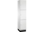 C+P Schliessfachschrank Cambio, 1 Abteil, 3 Fächer, mit Sockel, B 400 x T 525 x H 1980 mm, lichtgrau