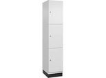 C+P Schliessfachschrank Cambio, 1 Abteil, 3 Fächer, mit Sockel, B 400 x T 525 x H 1980 mm, verkehrsweiss