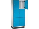 C+P Schliessfachschrank Cambio, 2 Abteile, 6 Fächer, mit Sockel, B 800 x T 525 x H 1980 mm, lichtgrau/lichtblau